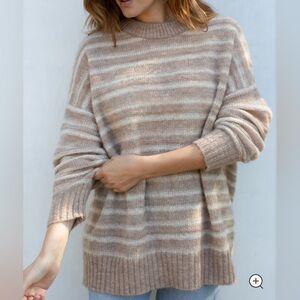 JENNI KAYNE Cocoon Crewneck Sand Stripe